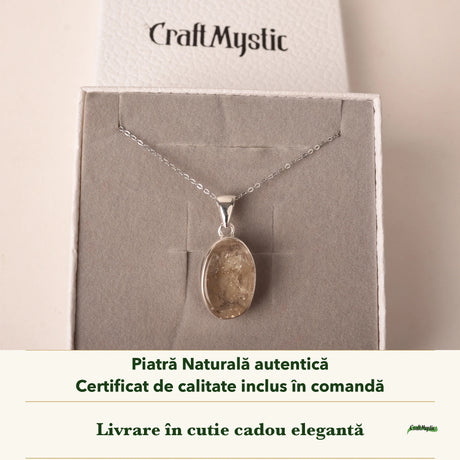 Colier cu Cuarț de Manifestare în cutia cadou CraftMystic, cu certificatul de calitate