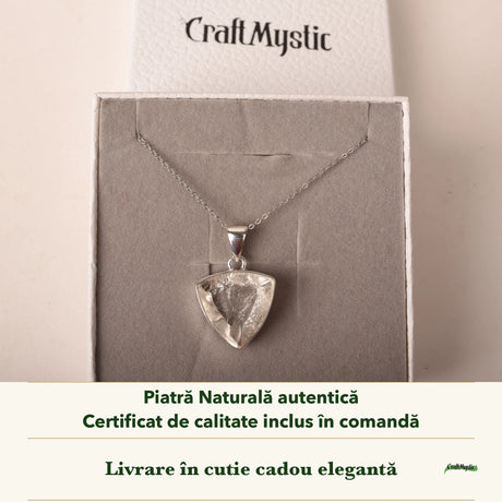 Colier cu Cuarț de Manifestare în cutia cadou CraftMystic, cu certificatul de calitate