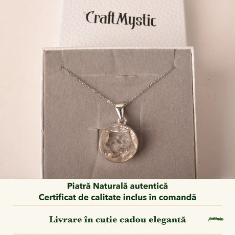 Colier cu Cuarț de Manifestare în cutia cadou CraftMystic, cu certificatul de calitate