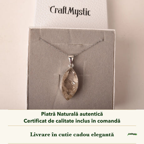 Colier cu Cuarț de Manifestare în cutia cadou CraftMystic, cu certificatul de calitate