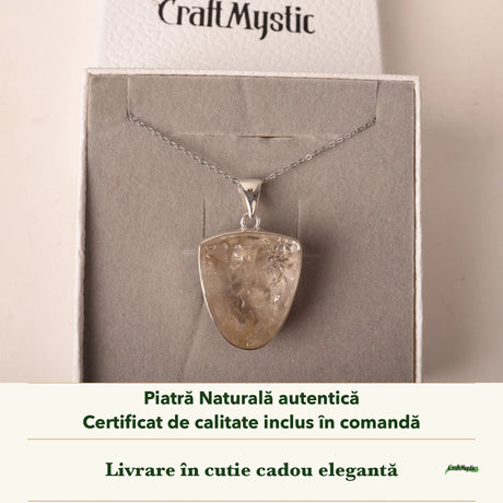 Colier cu Cuarț de Manifestare în cutia cadou CraftMystic, cu certificatul de calitate