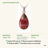 Colier cu Calcit Cobaltifer cu Matrice Naturală: material, dimensiunea pietrei, greutate și marcajul 925