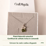 Colier cu Moldavit și Diamant Pakimer în cutia cadou CraftMystic, cu certificatul de calitate