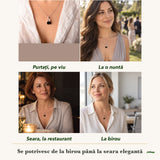 Colier cu Turmalină Neagră și Diamant Pakimer purtați de patru femei, la nuntă, seara, la birou și la o aniversare
