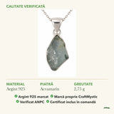 Colier cu Acvamarin: material, dimensiunea pietrei, greutate și marcajul 925