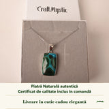 Colier cu Malachit cu Crisocola în cutia cadou CraftMystic, cu certificatul de calitate