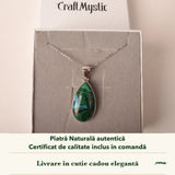 Colier cu Malachit cu Crisocola în cutia cadou CraftMystic, cu certificatul de calitate