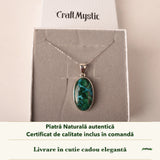 Colier cu Malachit cu Crisocola în cutia cadou CraftMystic, cu certificatul de calitate