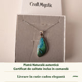 Colier cu Malachit cu Crisocola în cutia cadou CraftMystic, cu certificatul de calitate