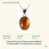 Colier cu Citrin: material, dimensiunea pietrei, greutate și marcajul 925