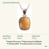 Colier cu Citrin: material, dimensiunea pietrei, greutate și marcajul 925