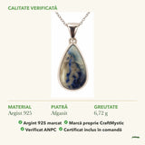 Colier cu Afganit: material, dimensiunea pietrei, greutate și marcajul 925