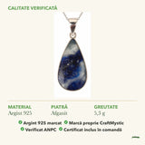 Colier cu Afganit: material, dimensiunea pietrei, greutate și marcajul 925