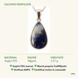 Colier cu Afganit: material, dimensiunea pietrei, greutate și marcajul 925