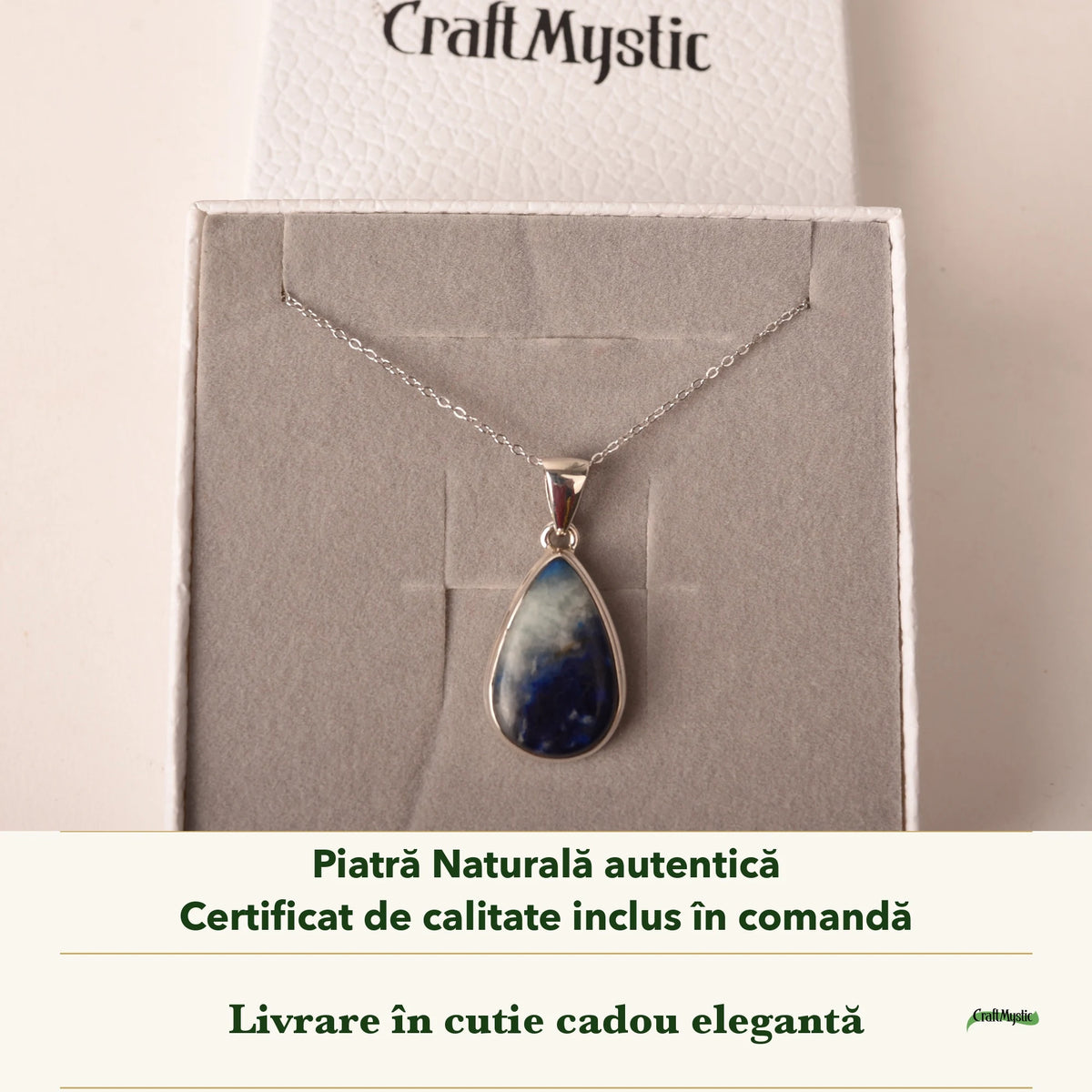 Colier cu Afganit în cutia cadou CraftMystic, cu certificatul de calitate
