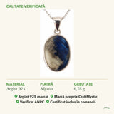 Colier cu Afganit: material, dimensiunea pietrei, greutate și marcajul 925