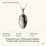 Colier cu Afganit: material, dimensiunea pietrei, greutate și marcajul 925