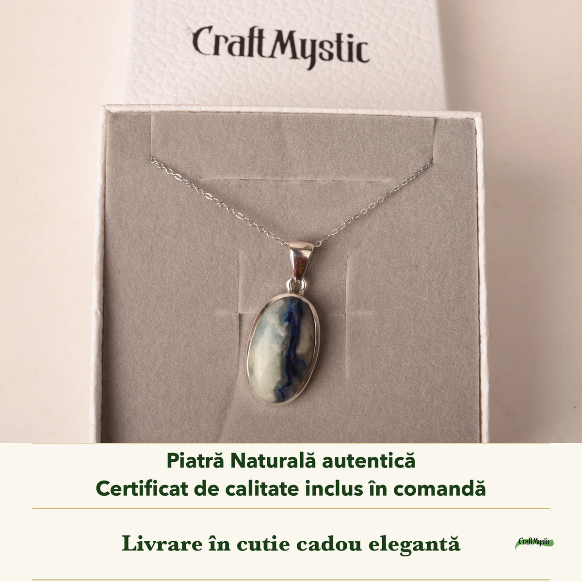 Colier cu Afganit în cutia cadou CraftMystic, cu certificatul de calitate
