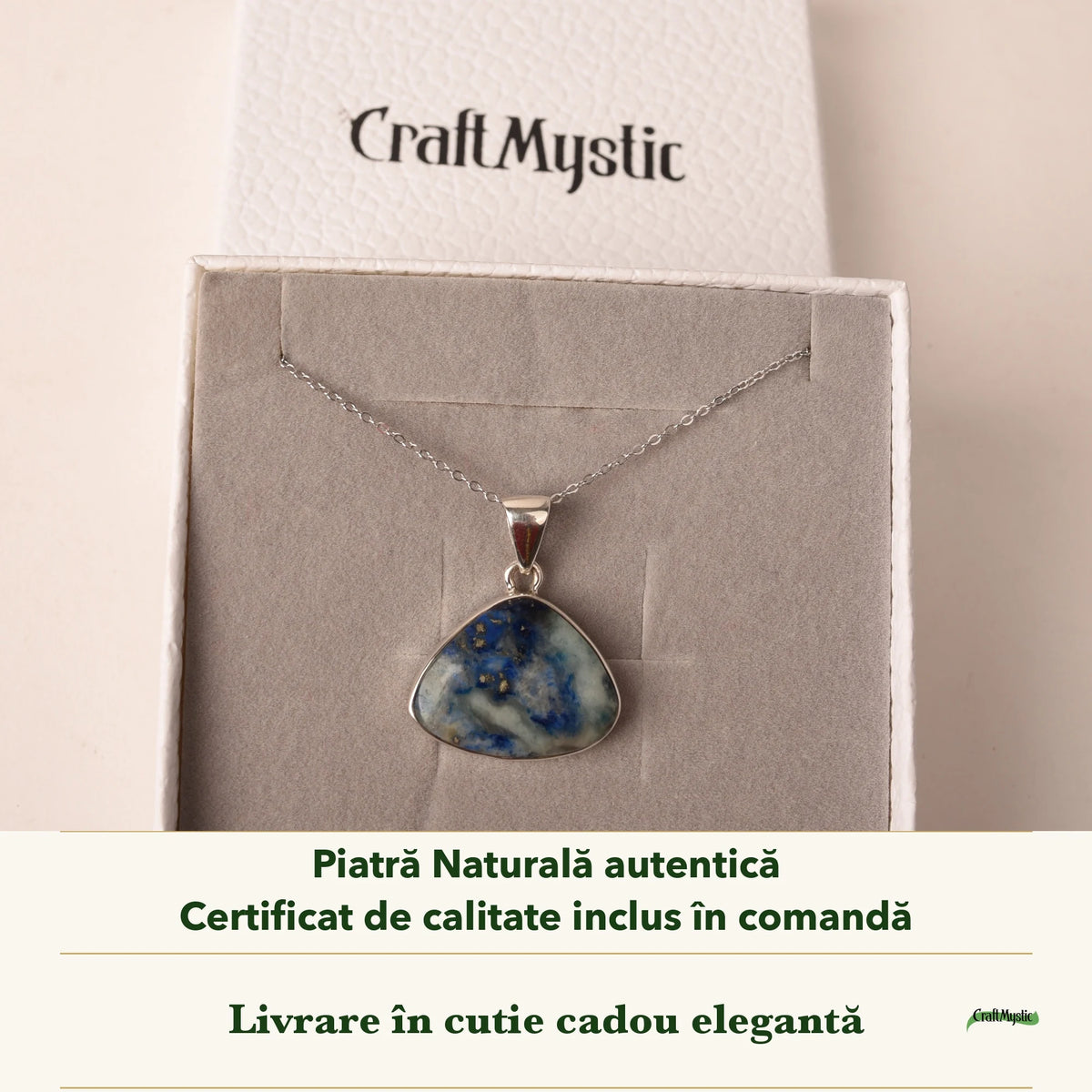 Colier cu Afganit în cutia cadou CraftMystic, cu certificatul de calitate