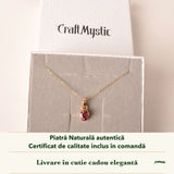 Colier cu Turmalină Roz în cutia cadou CraftMystic, cu certificatul de calitate