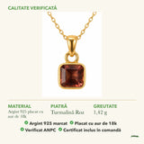 Colier cu Turmalină Roz: material, dimensiunea pietrei, greutate și marcajul 925
