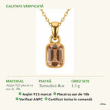 Colier cu Turmalină Roz: material, dimensiunea pietrei, greutate și marcajul 925