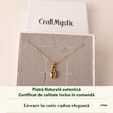 Colier cu Turmalină Roz în cutia cadou CraftMystic, cu certificatul de calitate