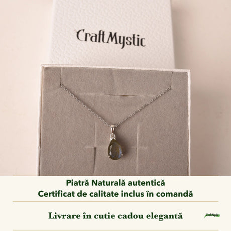 Colier cu Labradorit în cutia cadou CraftMystic, cu certificatul de calitate