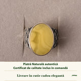 Inel cu Chihlimbar în cutia cadou CraftMystic, cu certificatul de calitate