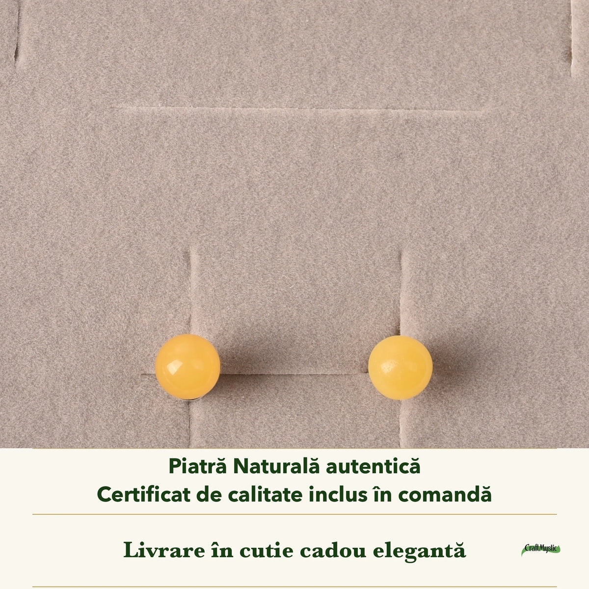 Cercei cu Chihlimbar în cutia cadou CraftMystic, cu certificatul de calitate