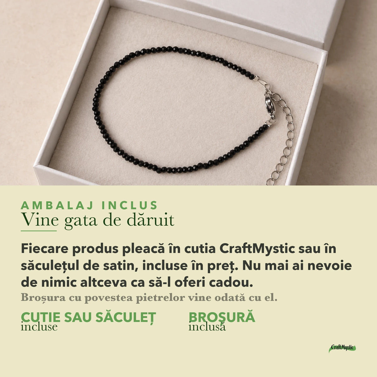 Ambalajul inclus: cutie CraftMystic sau săculeț de satin