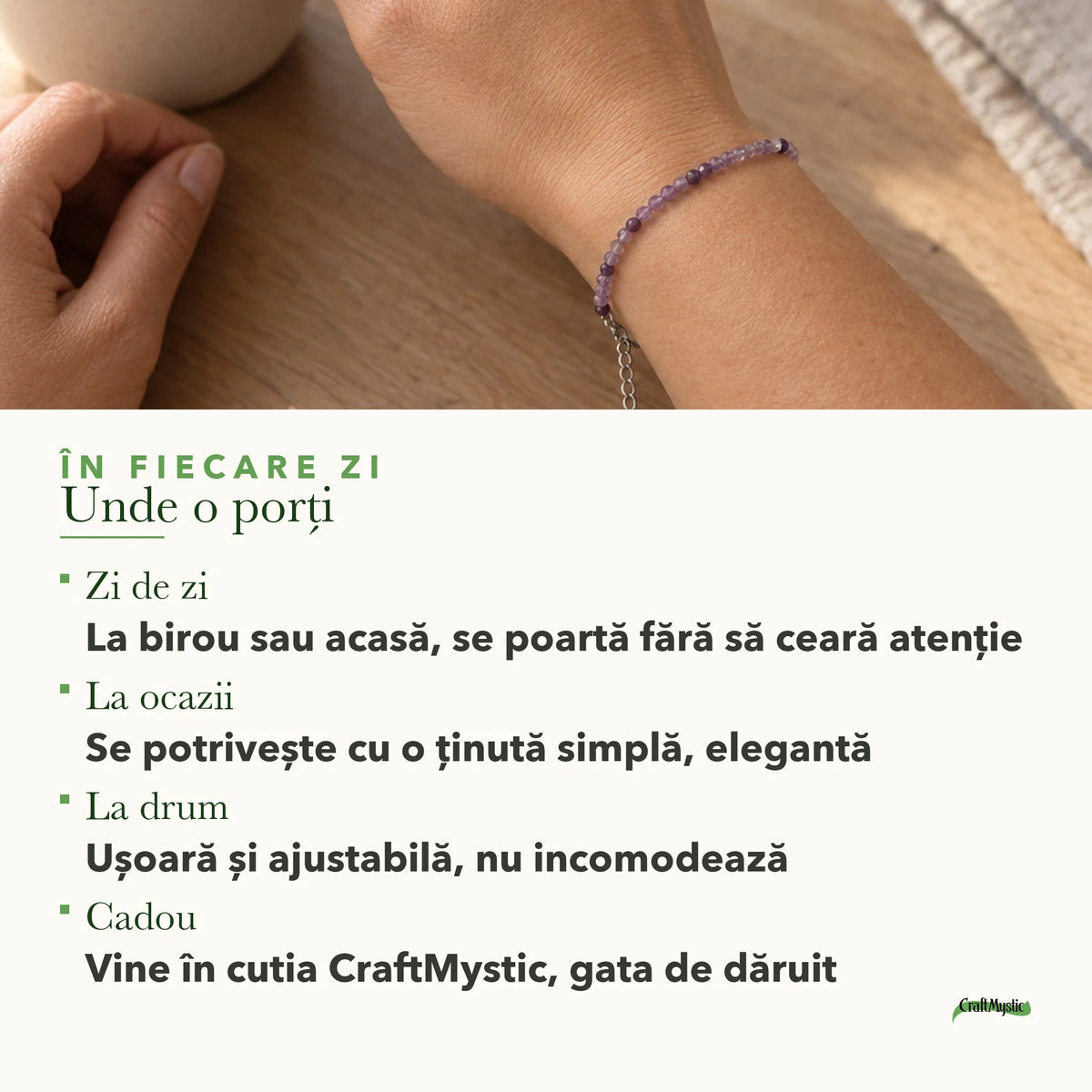 Unde se poartă Brățară cu Ametist