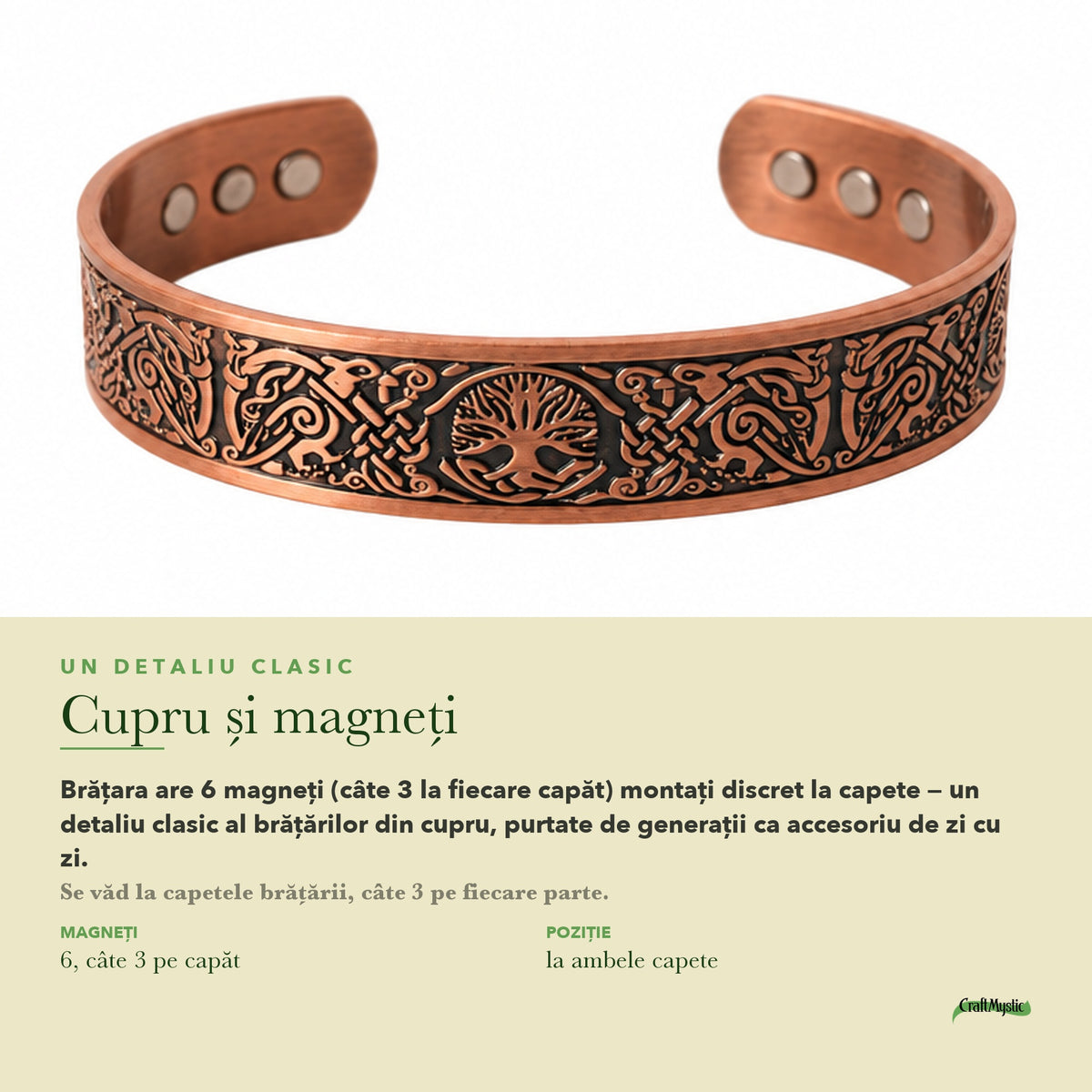 Detaliu: magneții de la capetele brățării