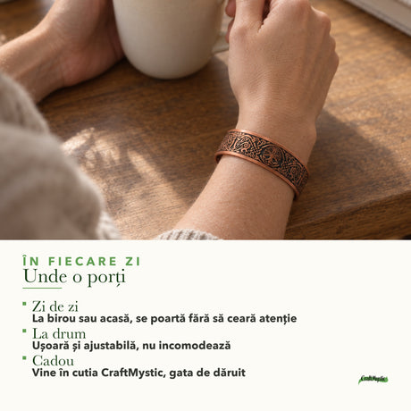 Unde se poartă Brățară din Cupru