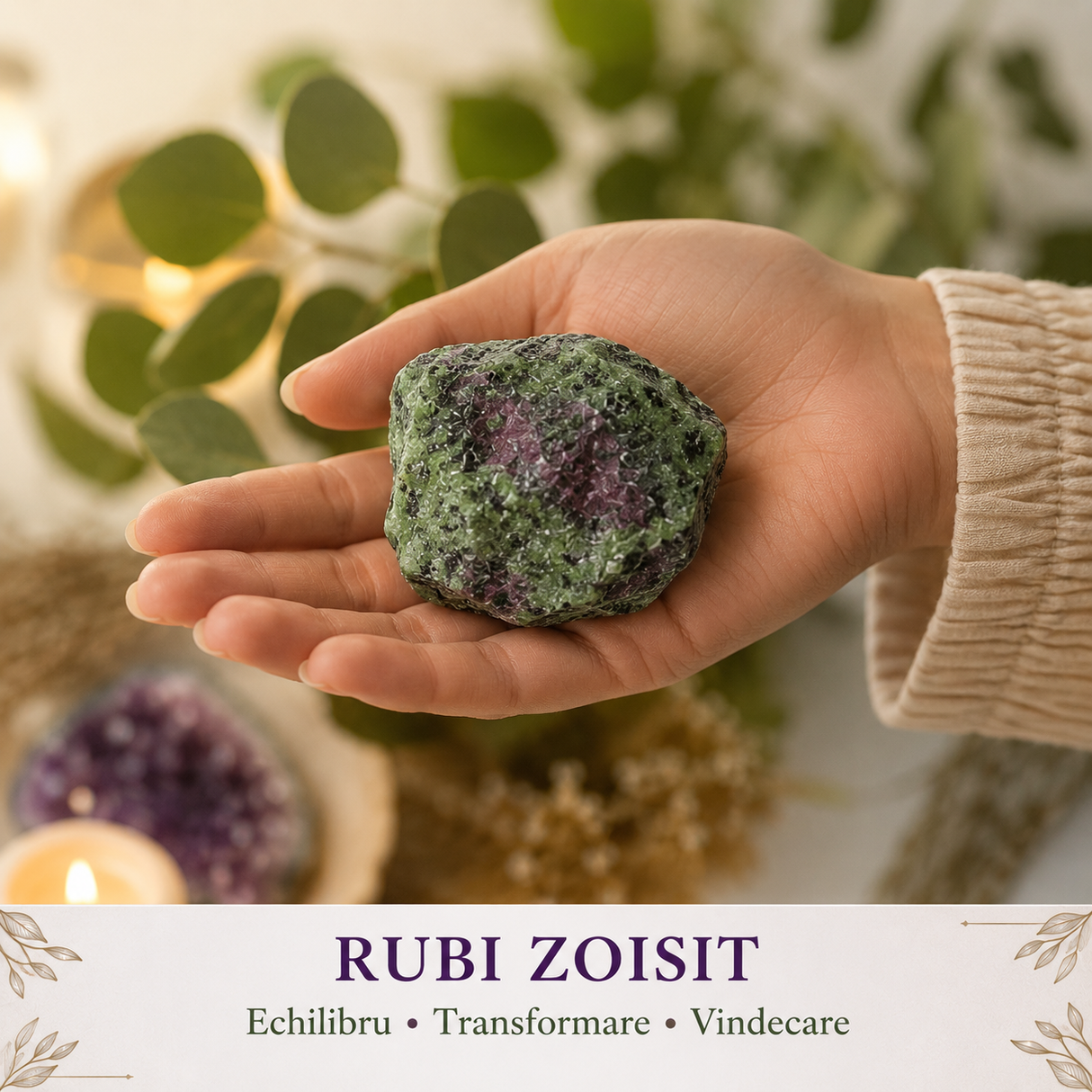 Piatra Bruta Rubi Zoisit Natural – Echilibru Emotional si Transformare Interioara