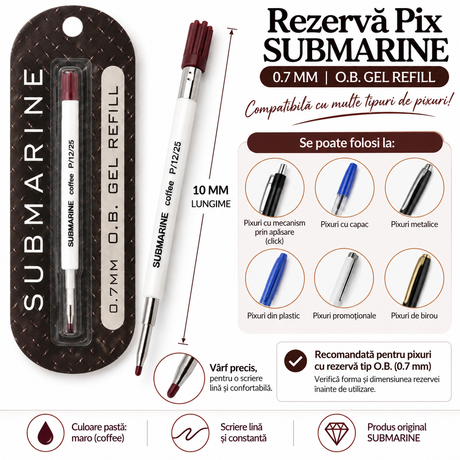 Rezervă pix Submarine Coffee O.B. Gel 0.7 mm cu miros de cafea