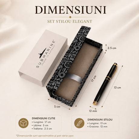 Stilou elegant gri cu auriu metalic CraftMystic