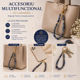 Lapis Lazuli natural pe charm cu aliaj metalic