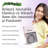 Bratara Elastica cu Margele 8mm din Amazonit Natural si Pandantiv Buddha