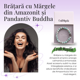 Bratara Elastica cu Margele 8mm din Amazonit Natural si Pandantiv Buddha