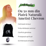 Ou Handmade de 50mm din Piatra Naturala de Ametist Chevron