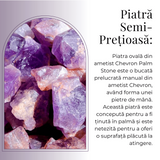 Piatra Ovala de 60mm Sculptata Manual din Ametist Chevron - Piatra de Mana