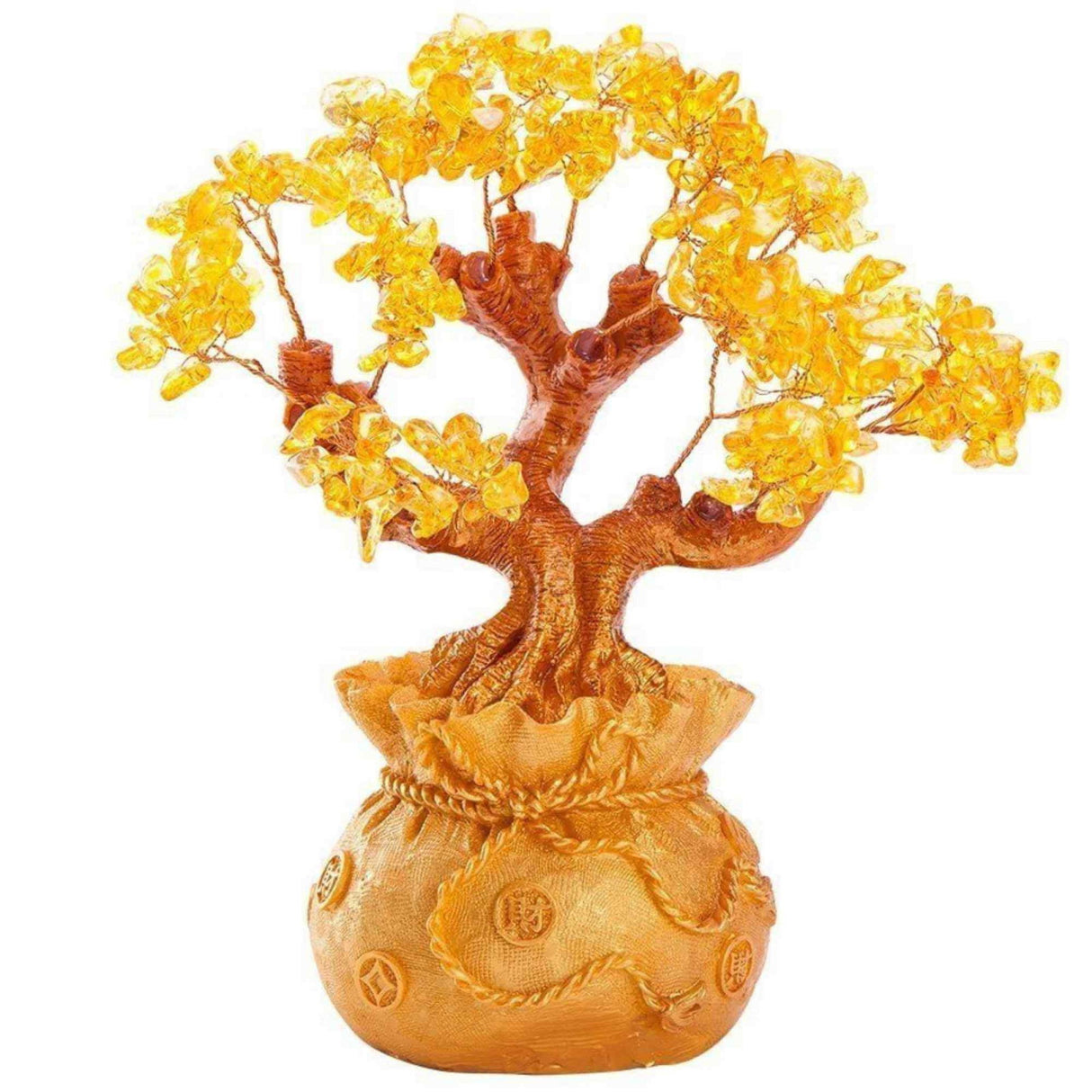 Bonsai cu cristale naturale citrin, supranumit \\"copacul banilor\\" - Copacelul cu inaltimea de 25 cm reprezinta cadoul perfect pentru prosperitate, succes, energie pozitiva