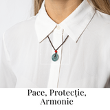 Liniste si Protectie - Colier Talisman Peace Lock din Jad Albastru de Guatemala