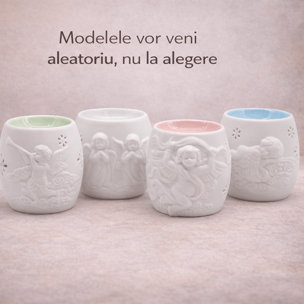 Suport Aromaterapie din Ceramica cu Inger - Lumina Calda si Armonie