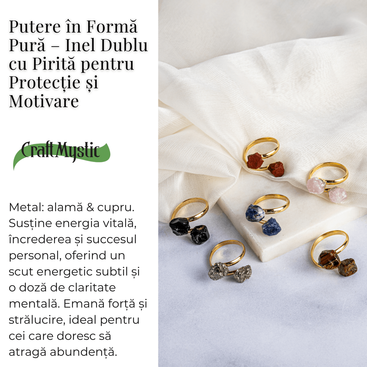 Putere in forma pura - Inel dublu cu pirita pentru protectie si motivare