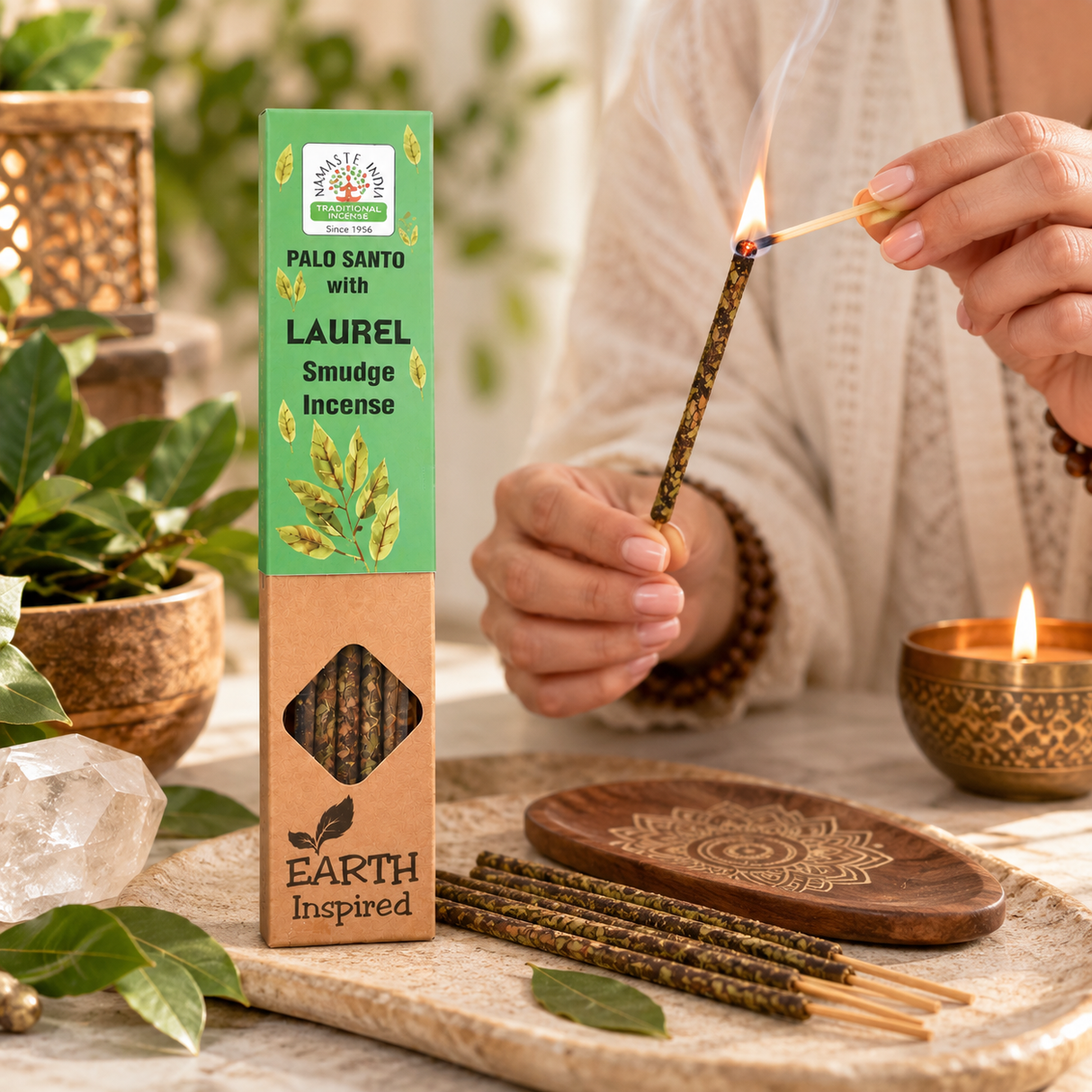 Bețișoare parfumate Palo Santo cu Laur, aromă naturală