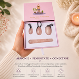 Set Oua Yoni si Bagheta din Cuarț Roz Natural – Feminitate, Armonie si Iubire de Sine