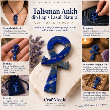 Talisman Ankh din Lapis Lazuli natural 5 cm