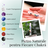 Bagheta din Selenit Brut cu Pietre pentru Cele 7 Chakre, Invelita in Sarma de Cupru, pentru Yoga, Meditatie, Echilibru Spiritual